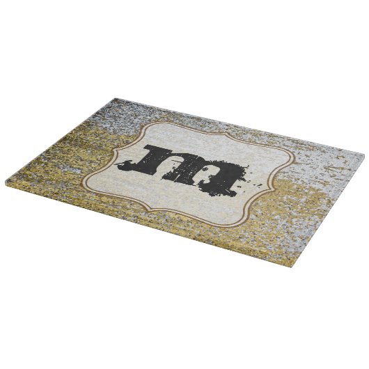 Gold und Silber Grunge Glas Cutting Board Schneidebrett (Ecke)
