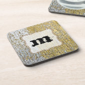 Gold und Silber Grunge Monogram Drink Untersetzer (Linke Seite)