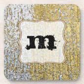 Gold und Silber Grunge Monogram Drink Untersetzer (Vorderseite)
