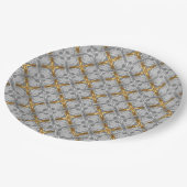Gold und Silber lackierte Medallions Muster Pappteller (Schrägansicht)