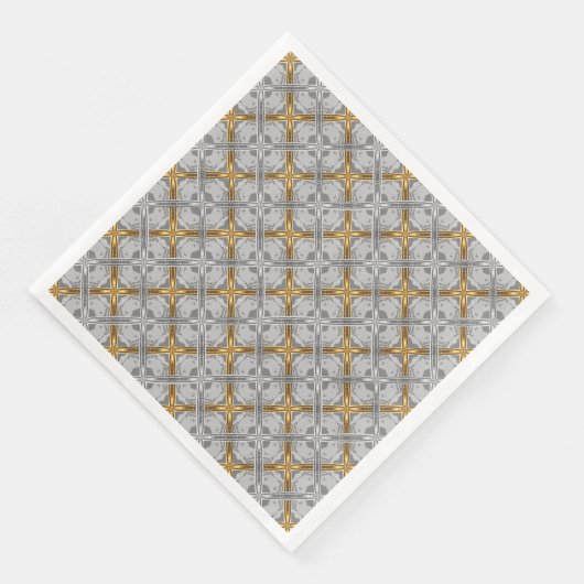 Gold und Silber lackierte Medallions Muster Serviette (Ecke)