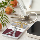 Gold- und Silber-Letter-A-Monogramm Schlüsselanhänger (Vorderseite rechts)