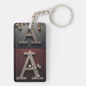 Gold- und Silber-Letter-A-Monogramm Schlüsselanhänger (Rückseite)