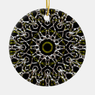 Gold und Silber Mandala Keramik Ornament