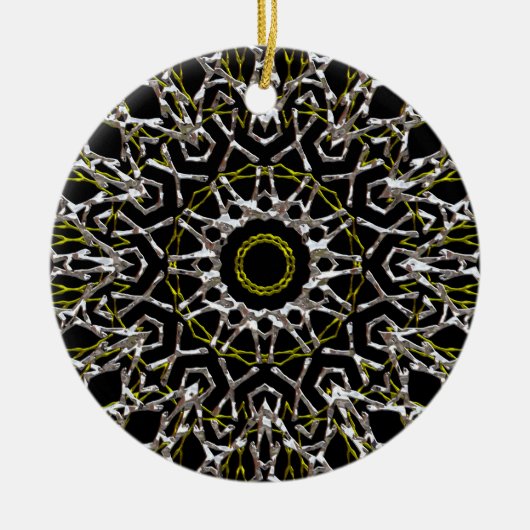 Gold und Silber Mandala Keramik Ornament (Vorne)