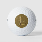 Gold und Silber Monogram L Elegant Letter Initial Golfball (Vorderseite)