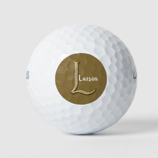 Gold und Silber Monogram L Elegant Letter Initial Golfball (Vorderseite)