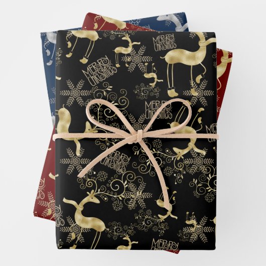 Gold und Silber-Rentiermuster Geschenkpapier Set (Beispiel)