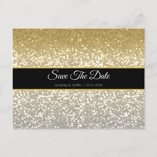 Gold und Silber Save the Date Ankündigungspostkarte (Vorderseite)