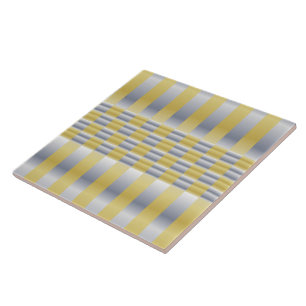 Gold und Silber (Schachbretter und Streifen) Fliese