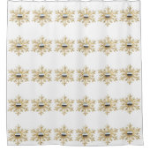 Gold und Silber Schneeflocken Duschvorhang (Vorderseite)