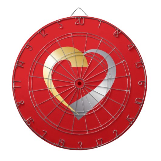 Gold und Silber Valentinherz Dartscheibe (vorne)