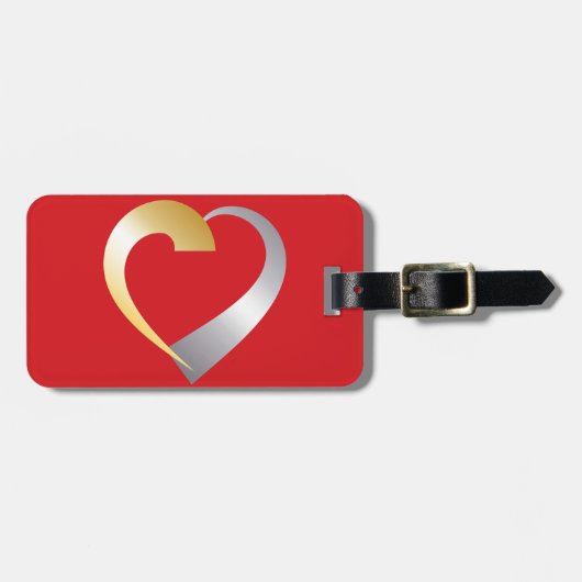 Gold und Silber Valentinherz Gepäckanhänger (Vorderseite horizontal)