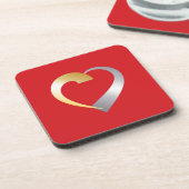 Gold und Silber Valentinherz Getränkeuntersetzer (Linke Seite)