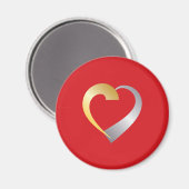 Gold und Silber Valentinherz Magnet (Vorderseite/Rückseite)