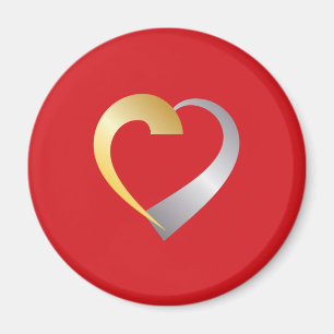 Gold und Silber Valentinherz Magnet
