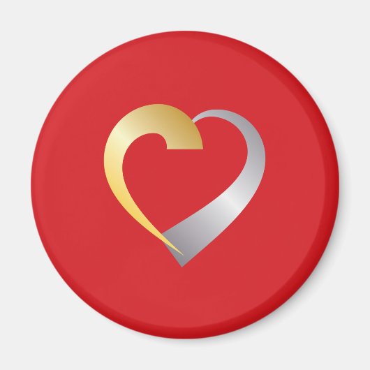 Gold und Silber Valentinherz Magnet (Vorne)