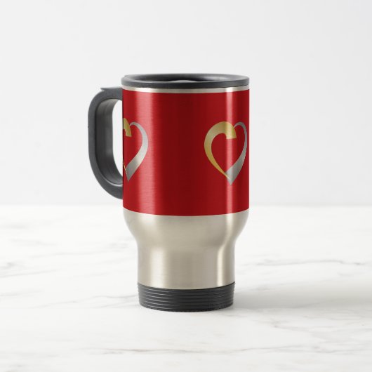 Gold und Silber Valentinherz Reisebecher (Vorderseite Links)