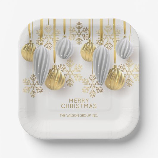 Gold und Silber Weihnachtsschmuck Pappteller (Vorderseite)