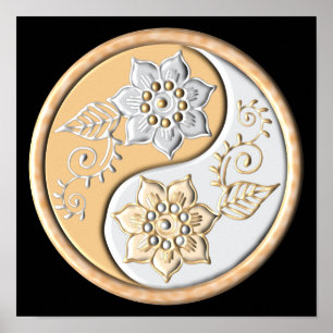 Gold- und Silber-Yin-Yang Poster