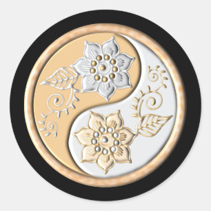 Gold- und Silber-Yin-Yang Runder Aufkleber