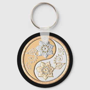 Gold- und Silber-Yin-Yang Schlüsselanhänger