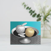 Gold- und Silberäpfel auf einem silbernen Sockel Postkarte (Stehend Vorderseite)