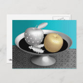 Gold- und Silberäpfel auf einem silbernen Sockel Postkarte (Vorne/Hinten)