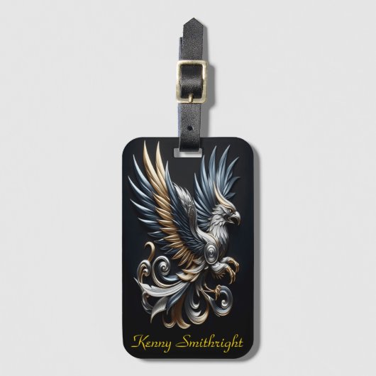 Gold und Silberblauer Adler Gepäckanhänger (Vorderseite Vertikal)