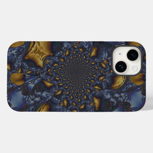 Gold und Silberblauer geschmolzene Metalle Case-Mate iPhone Hülle (Rückseite (Horizontal))