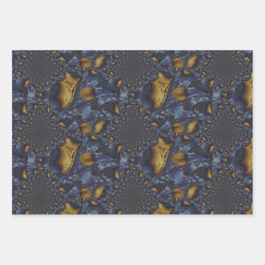 Gold und Silberblauer geschmolzene Metalle Geschenkpapier Set (Vorderseite 3)