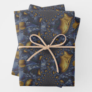 Gold und Silberblauer geschmolzene Metalle Geschenkpapier Set