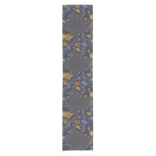 Gold und Silberblauer geschmolzene Metalle Kurzer Tischläufer (Vorderseite)