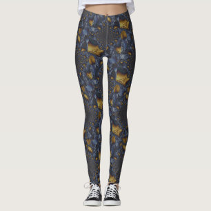 Gold und Silberblauer geschmolzene Metalle Leggings