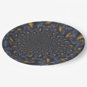 Gold und Silberblauer geschmolzene Metalle Pappteller (Schrägansicht)