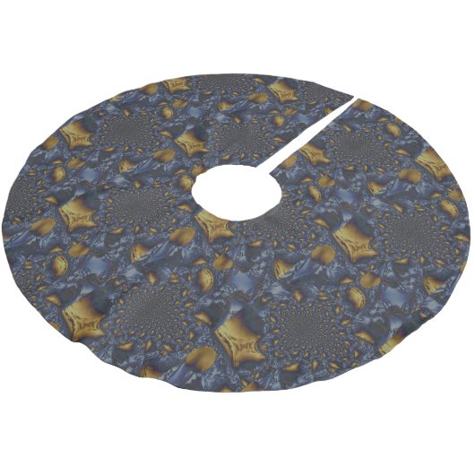 Gold und Silberblauer geschmolzene Metalle Polyester Weihnachtsbaumdecke (Schrägansicht)