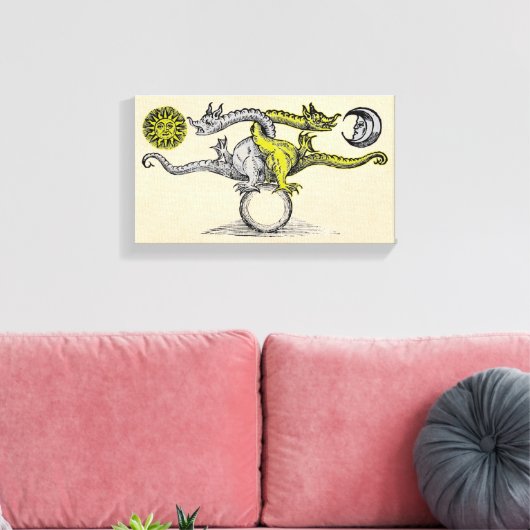 Gold und Silberdrachen Leinwanddruck (Insitu (Wohnzimmer))