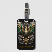 Gold und Silberer Grüner Adler Gepäckanhänger (Vorderseite Vertikal)