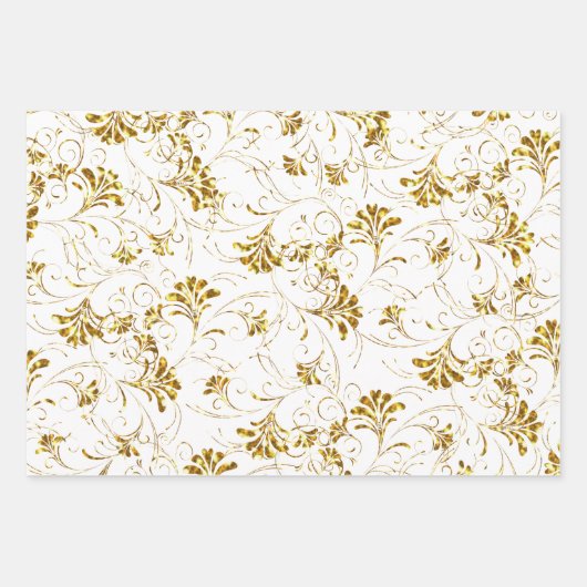 Gold- und Silberflormuster Geschenkpapier Set (Vorderseite 2)