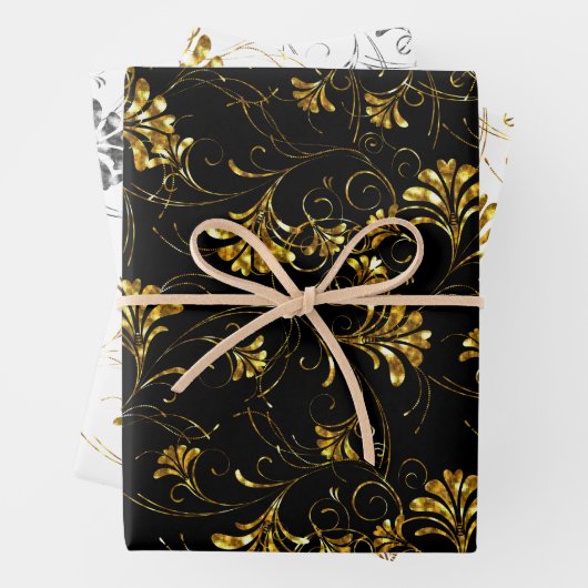 Gold- und Silberflormuster Geschenkpapier Set (Beispiel)