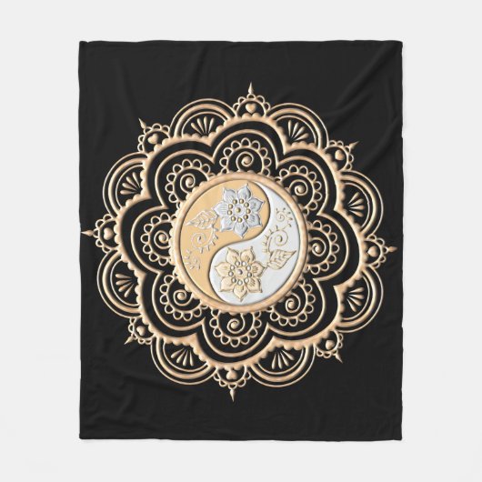 Gold- und Silbermandala Fleecedecke (Vorderseite)