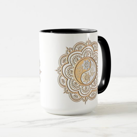 Gold- und Silbermandala Tasse (VorderseiteRechts)