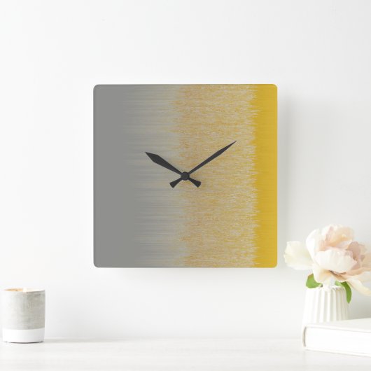 Gold- und Silbermontage Quadratische Wanduhr (Zuhause)