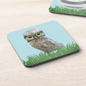 Gold und silberner grabender Eulen-Dekor Untersetzer (Linke Seite)