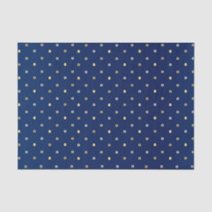 Gold- und Silberpolka-Punkte auf dem Navy Blue Seidenpapier