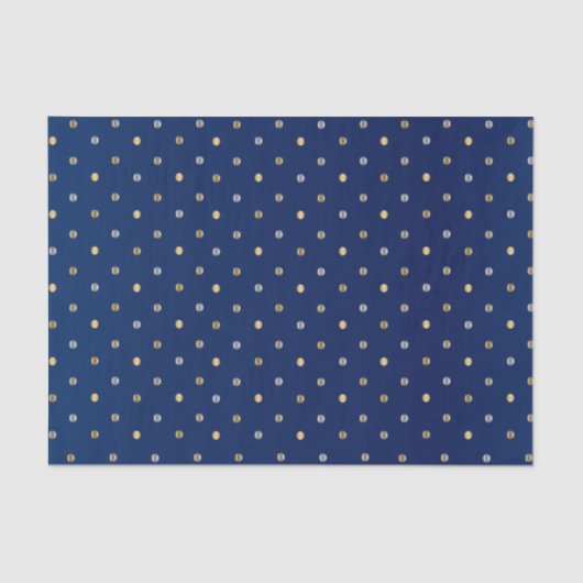 Gold- und Silberpolka-Punkte auf dem Navy Blue  Seidenpapier (Vorderseite)