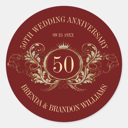 Gold- und Silberrahmen mit einem Kronplatz-Aufkleb Runder Aufkleber (Vorderseite)