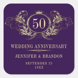 Gold- und Silberrahmen mit einer Krone Quadratischer Aufkleber