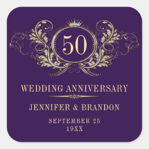 Gold- und Silberrahmen mit einer Krone Quadratischer Aufkleber