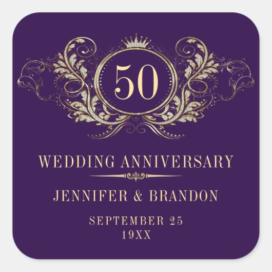 Gold- und Silberrahmen mit einer Krone Quadratischer Aufkleber (Vorderseite)